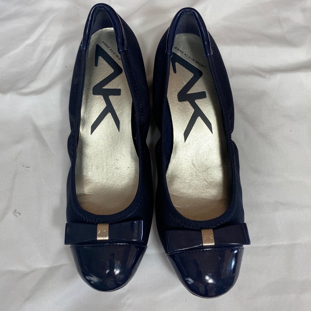 Anne Klein blue low wedge